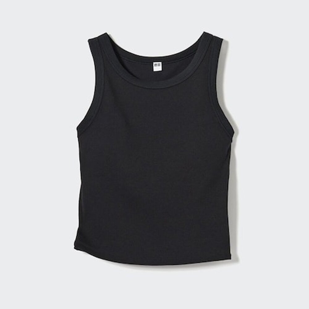 Size S Women's Uniqlo Black Ribbed Cropped Bra Top